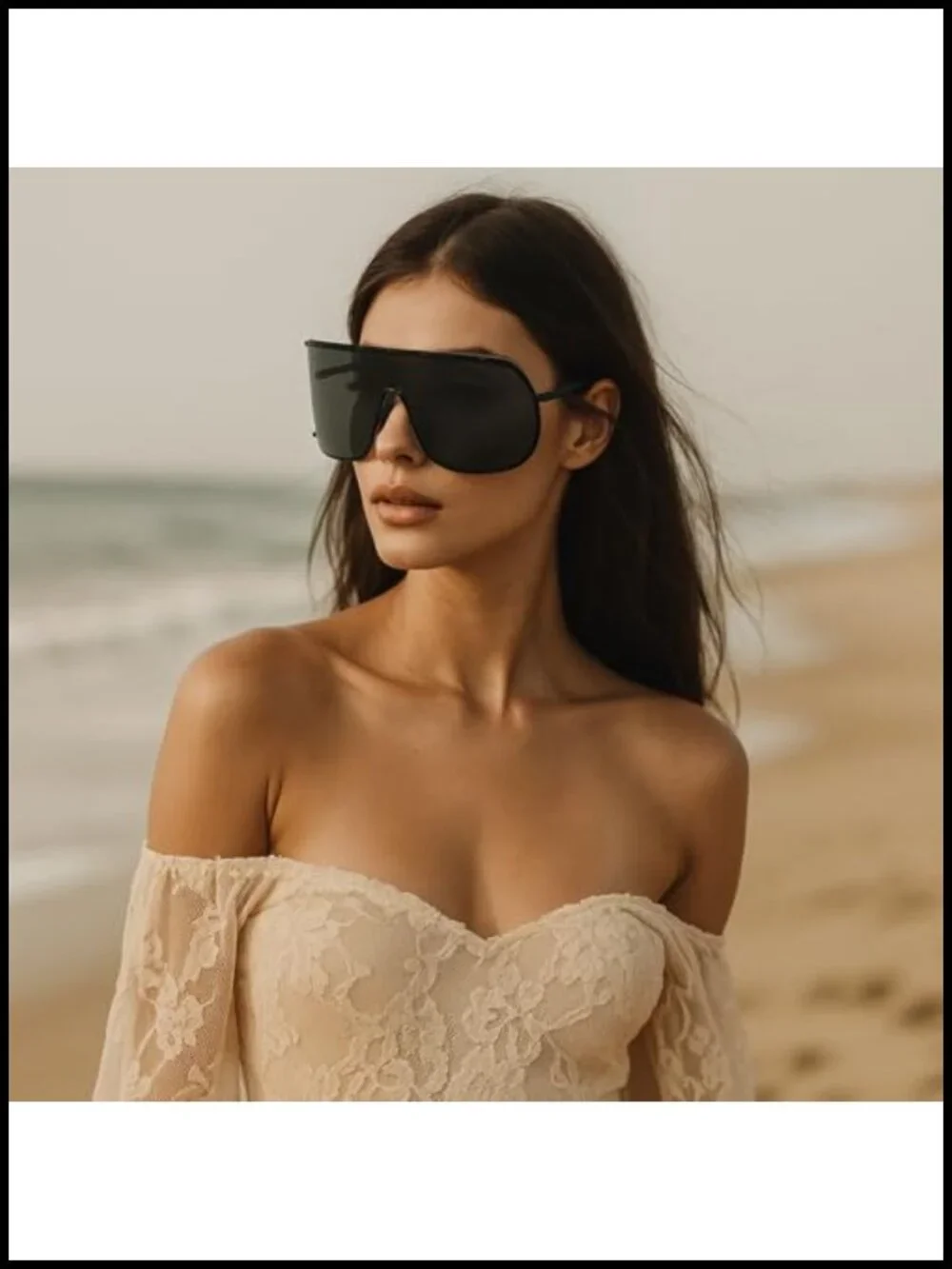 Oversized Square Shield Sunglasses with UV400 Protection